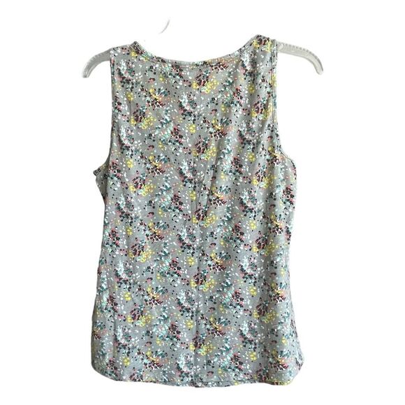 Boden Double Ruffle Tank Top Gray Orange Yellow Floral Print Sleeveless 6 - Picture 3 of 6